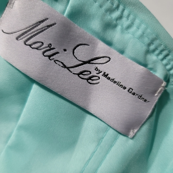 NWT High Low Chiffon Mori Lee Bridesmaid Dress Sweetheart Tiffany Blue Size US10 - Picture 5 of 9